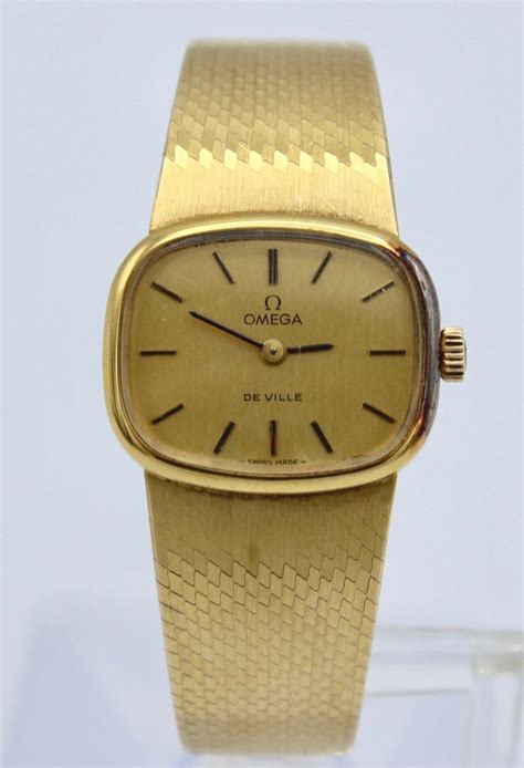 de ville omega 18k gold ladies watch vintage|omega de ville rectangular watches.